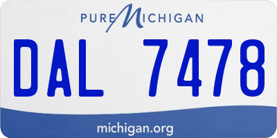 MI license plate DAL7478