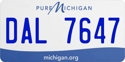 MI license plate DAL7647