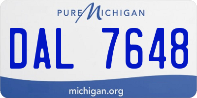 MI license plate DAL7648