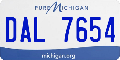 MI license plate DAL7654