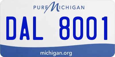 MI license plate DAL8001