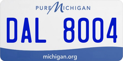 MI license plate DAL8004