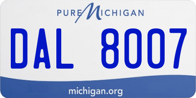 MI license plate DAL8007