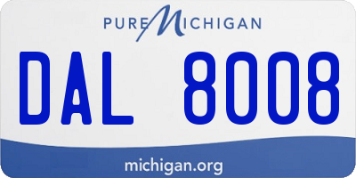 MI license plate DAL8008