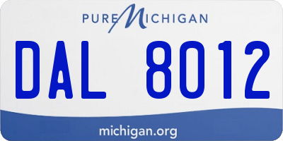 MI license plate DAL8012