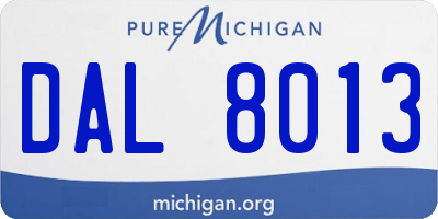 MI license plate DAL8013