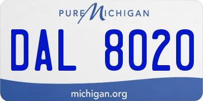 MI license plate DAL8020