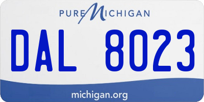 MI license plate DAL8023