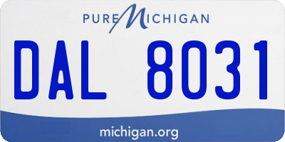 MI license plate DAL8031