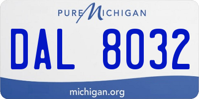 MI license plate DAL8032