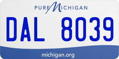 MI license plate DAL8039