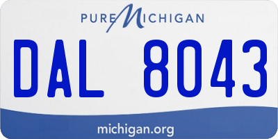MI license plate DAL8043