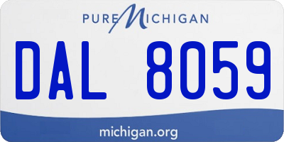 MI license plate DAL8059