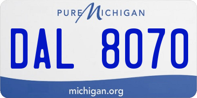 MI license plate DAL8070