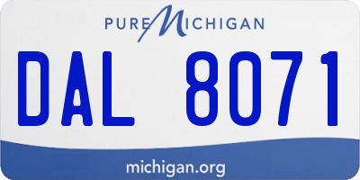 MI license plate DAL8071