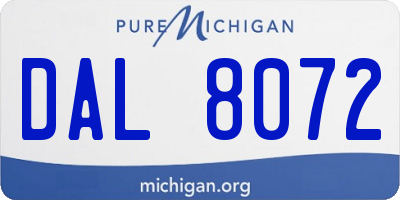 MI license plate DAL8072