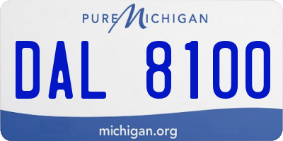 MI license plate DAL8100