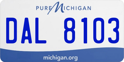MI license plate DAL8103