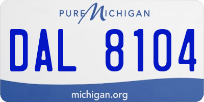 MI license plate DAL8104