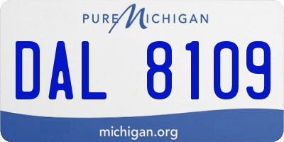 MI license plate DAL8109