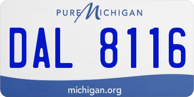 MI license plate DAL8116