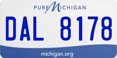 MI license plate DAL8178