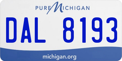 MI license plate DAL8193