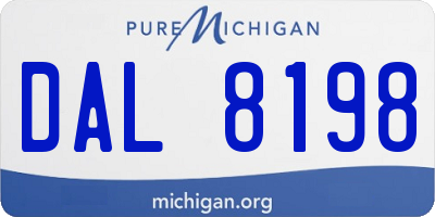 MI license plate DAL8198