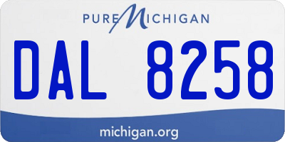 MI license plate DAL8258