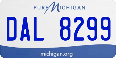 MI license plate DAL8299