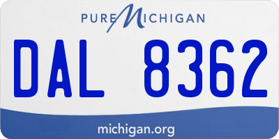 MI license plate DAL8362