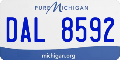 MI license plate DAL8592