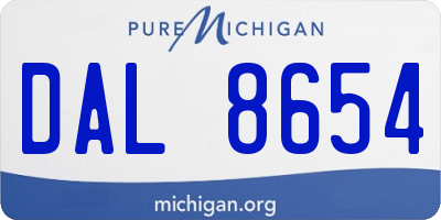 MI license plate DAL8654