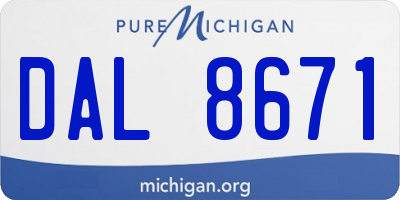 MI license plate DAL8671