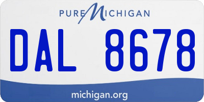 MI license plate DAL8678