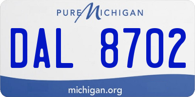 MI license plate DAL8702