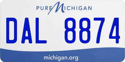 MI license plate DAL8874