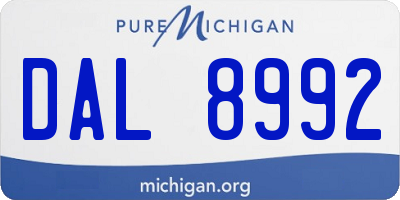 MI license plate DAL8992