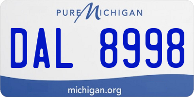 MI license plate DAL8998