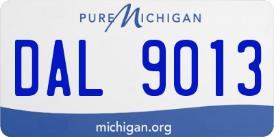 MI license plate DAL9013