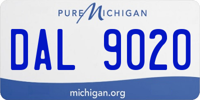 MI license plate DAL9020