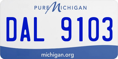 MI license plate DAL9103