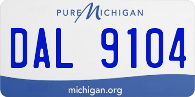 MI license plate DAL9104