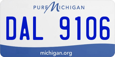 MI license plate DAL9106