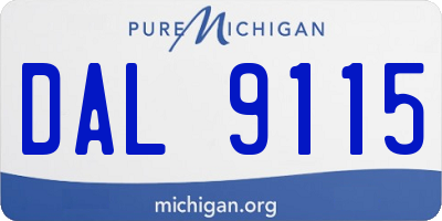 MI license plate DAL9115