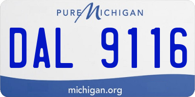 MI license plate DAL9116