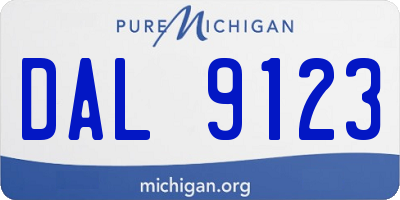 MI license plate DAL9123