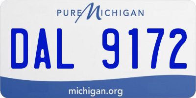 MI license plate DAL9172