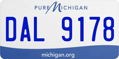 MI license plate DAL9178