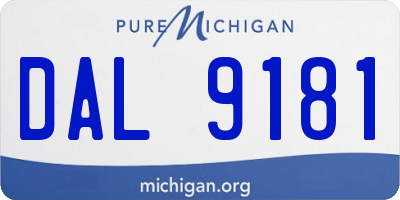 MI license plate DAL9181